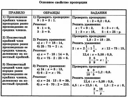 Пропорция тема по математике 6