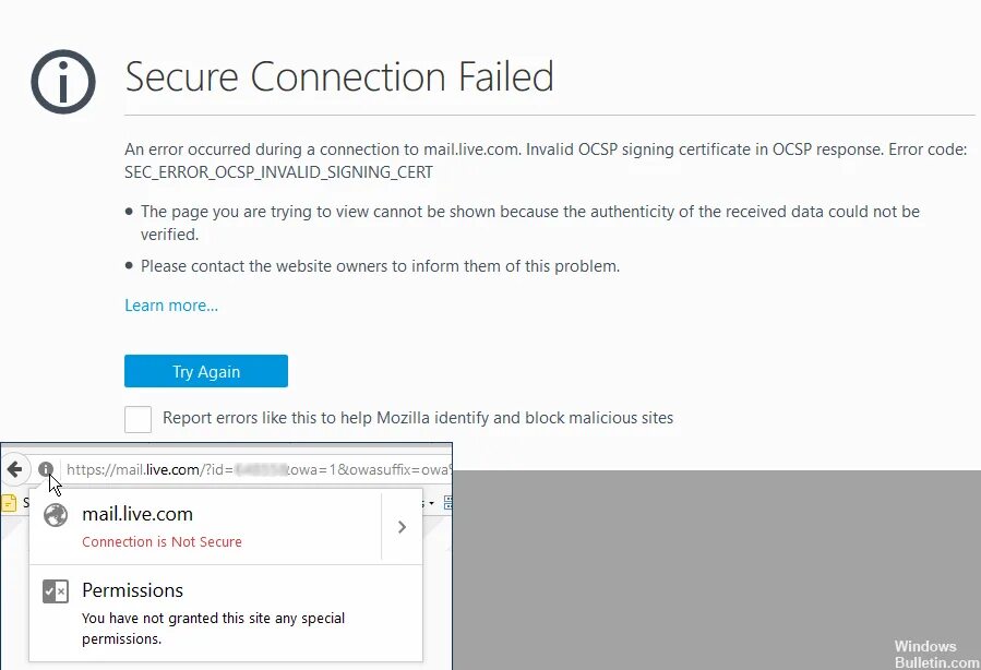 Ошибка Firefox. Connection failed. Secure connection. Сбой операции verify. An error occurred during a connection