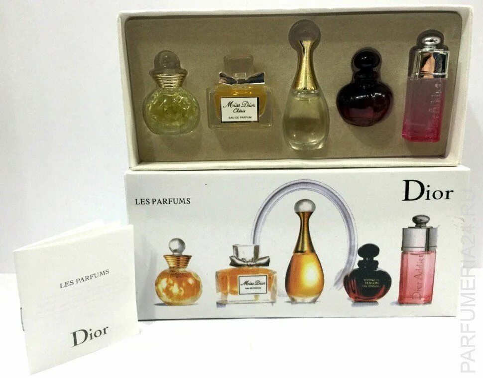 Набор духов оригинал. Подарочный набор духов Dior 5в1. Dior les Parfums набор. Миниатюры Jadore Dior набор 4. Набор духов Dior Jadore 5 штук.
