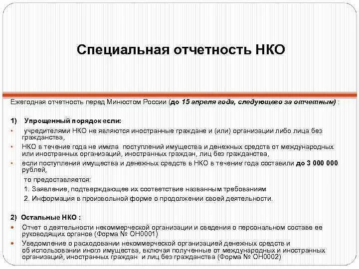 Формы отчетности некоммерческих организаций