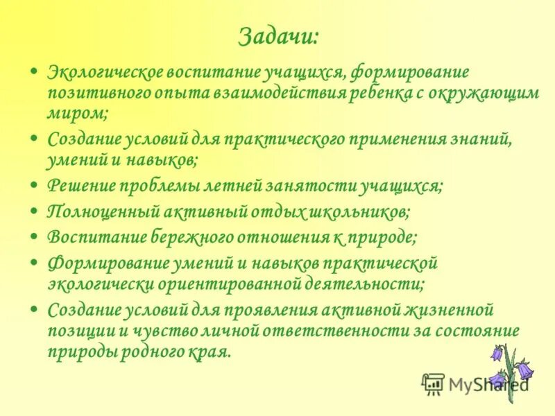 задачи летней школы