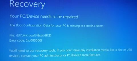 Recovery your pc needs