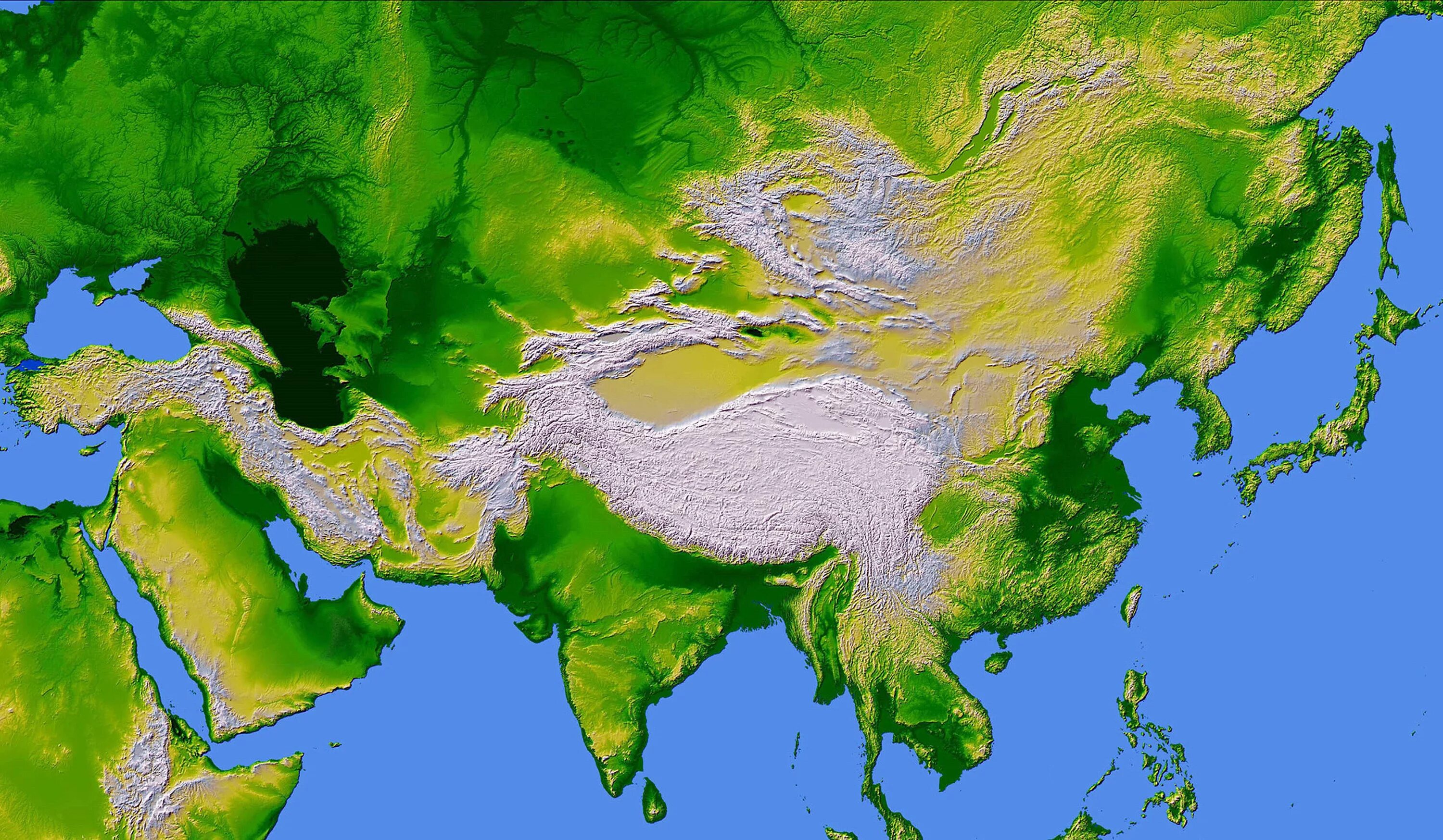 Географическая карта центральной Азии с рельефом. Central Asia Topographic Map. Рельефная карта Азии. Северо Восточная Азия рельеф.