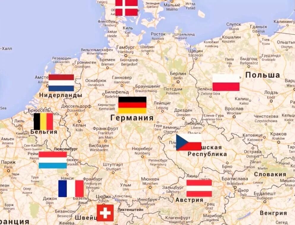 С какими странами граничит Германия карта. Германия на карте Европы границы государств.