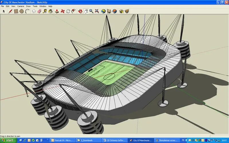 Труба в скетчап. Google sketchup. как нарисовать трубу в скетчапе. стадион в скетчап. стадион визуализация в скетчап.