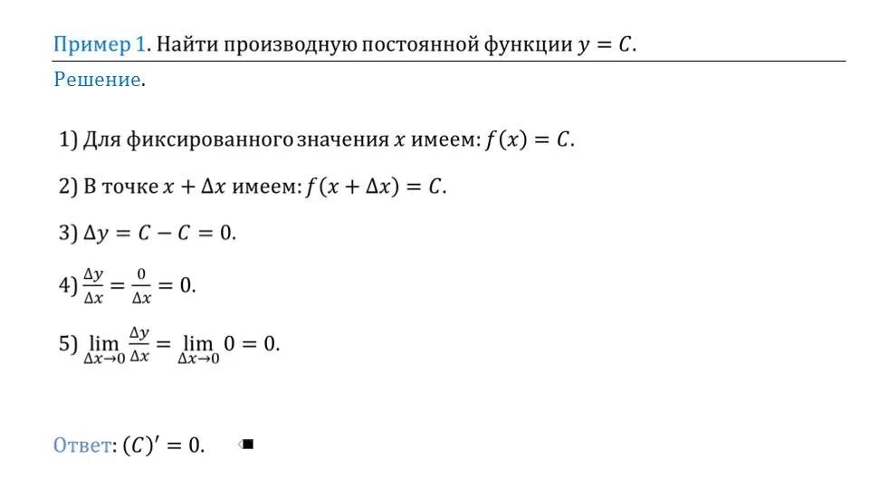 Производная презентация 10 класс мордкович. Вычисление производных по определению. Найти производную по определению примеры. Пример нахождения производной по алгоритму. Нахождение производной по определению примеры.