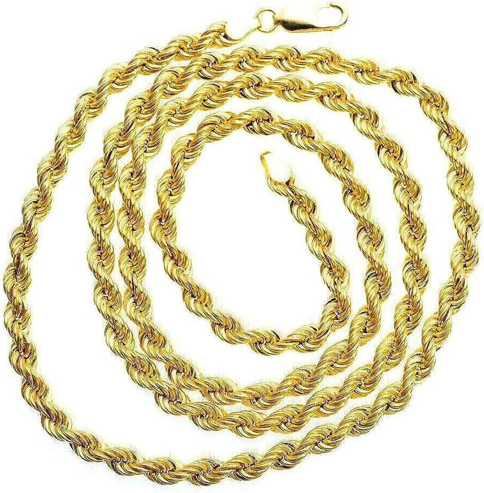 Solid Yellow Gold Chain. Rope Chain. Голд РОП. 012 Gauge Rope Chain Necklace.