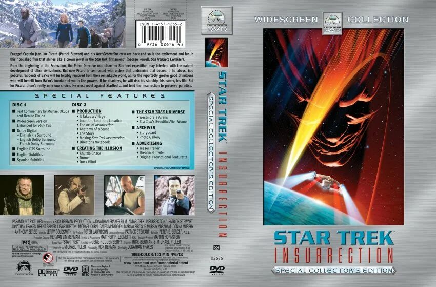 Звездный диск. Звёздный путь (DVD). Star Trek IX: Insurrection Blu ray Cover.
