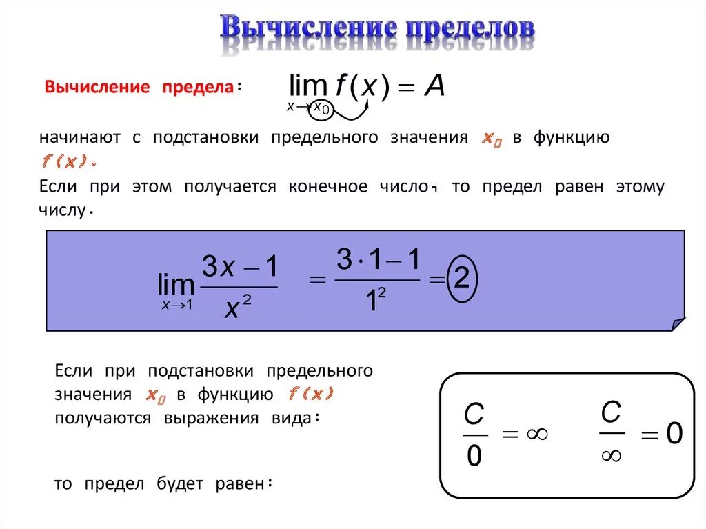Вычислить значение предела. Вычисление пределов. Как посчитать предел функции. Вычисление простейших пределов.