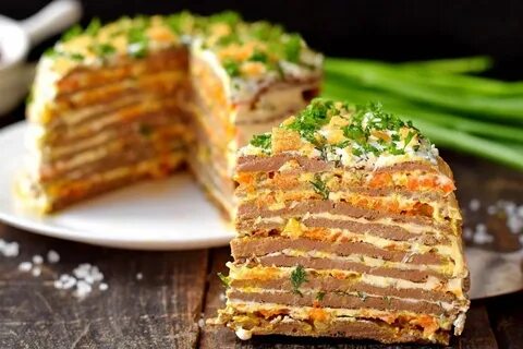 Пирог из печени слоями