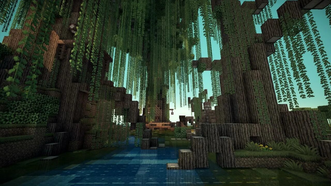 Майнкрафт без миров. Minecraft swamp village. красивый мир в майнкрафте. красивый ландшафт в майнкрафте. фон майнкрафт.