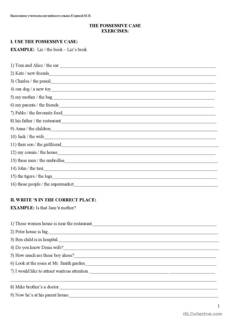 Use the possessive case of the nouns. Possessive case exercises for kids. possessive &#039;s worksheets for kids. притяжательный падеж в английском языке worksheets. притяжательный падеж упражнения.