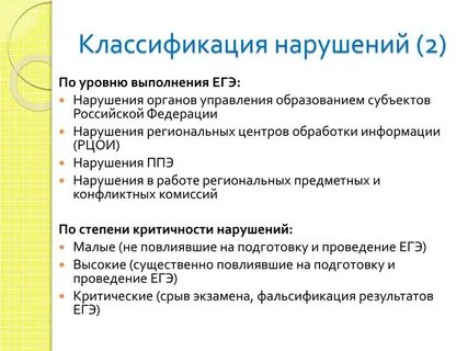 Нарушения егэ
