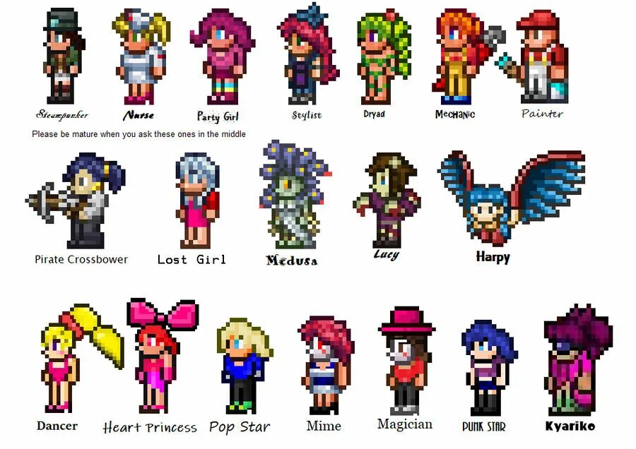 Куда селить нипов. Таблица нипов террария 1.4. terraria 1.4 нипы таблица. расселение нипов террария. terraria соседство нпс.