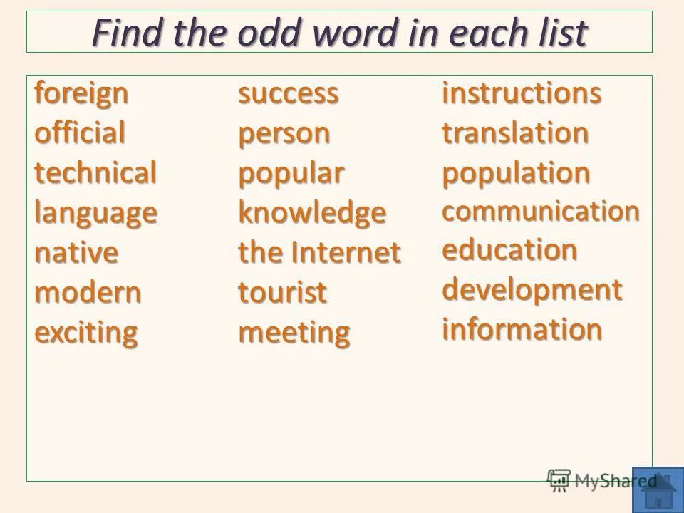 Choose the odd word. Find the odd word. find the odd word перевод. odd word в английском языке примеры. find the odd word in each passage: * 1 балл.