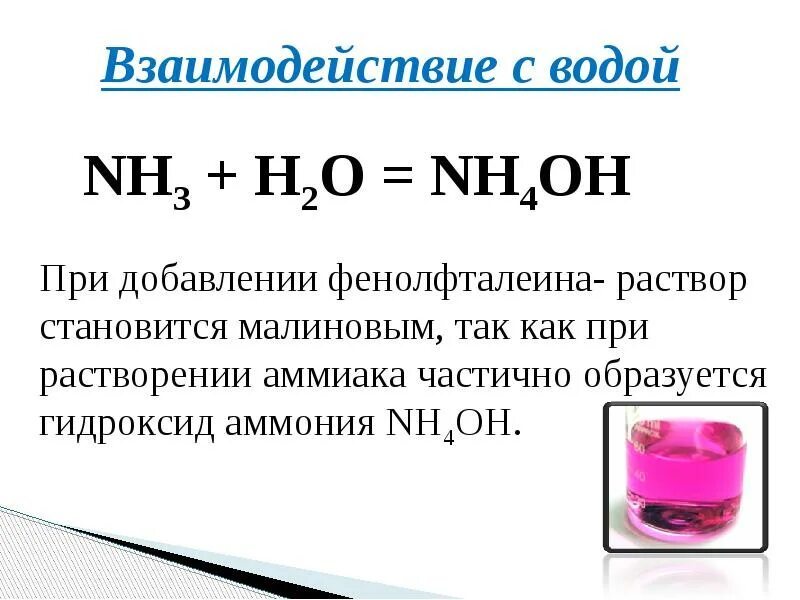 Гидроксид аммония плюс хлорид аммония. Nh3 Водный раствор аммиака формула. Раствор аммиака плюс фенолфталеин. Раствор аммиака в воде и фенолфталеин реакция. Взаимодействие с водой.