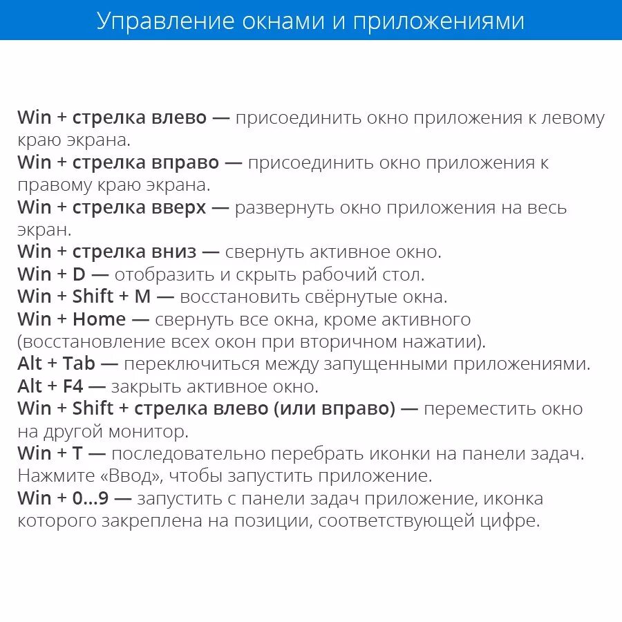 Горячие клавиши рабочий стол. Горячие сочетания клавиш Windows 10. Комбинации клавиш виндовс 10. Сочетание клавиш виндовс 10 список. Комбинации горячих клавиш Windows 10.