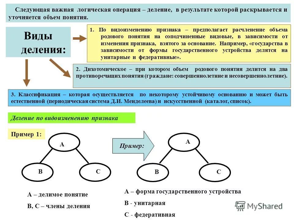 Деление как логическая операция. Деление понятий сущность структура виды и правила логика. Деление понятий понятие виды правила делений. Правильность деления понятий в логике. Деление понятий в логике.