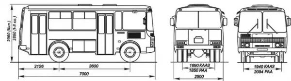 Ширина автобуса ПАЗ. Габариты автобуса ПАЗ 32053. Чертеж автобуса ПАЗ 3205. Автобус ПАЗ Размеры. Технические характеристики автобуса паз