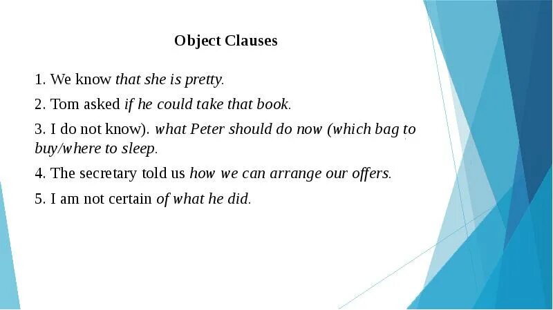 Object clause