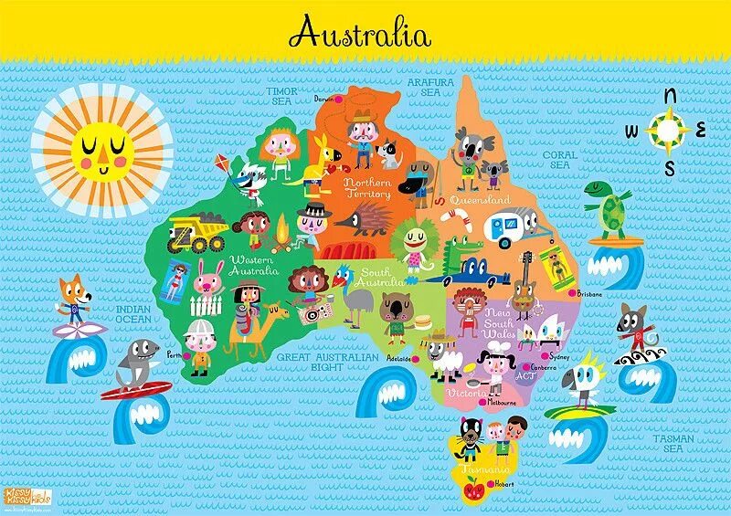 Карта жизни дети. Австралия карта для детей. Австралия на детской карте.
