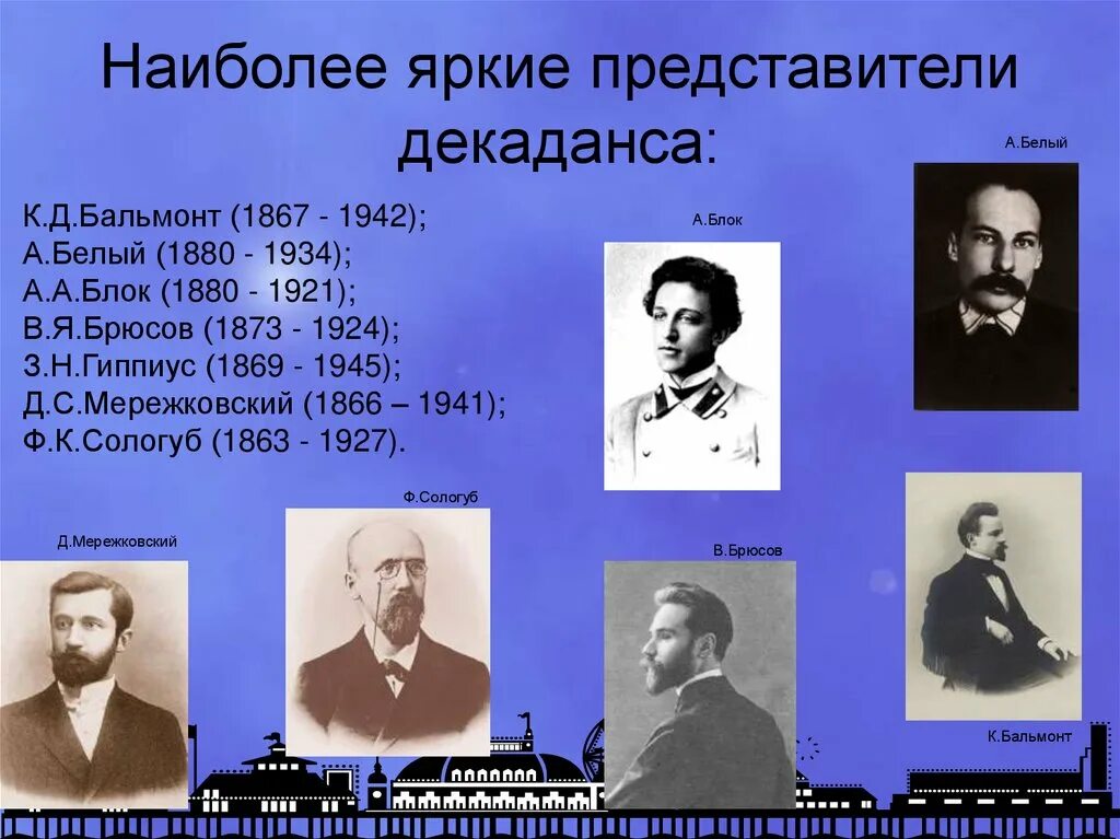 Представители декаданса в литературе 20 века. Декаданс в литературе серебряного века представители. Литература начала 20 века представители. Направление литературы в 20 веке декадентство представители. Представители российской школы