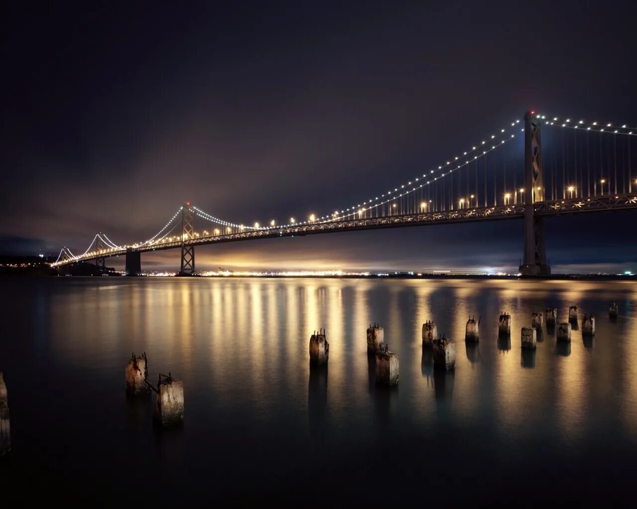 Мост семей ночью. Сан-франциско). Most nights. Красивый ночной вид. Most nights.