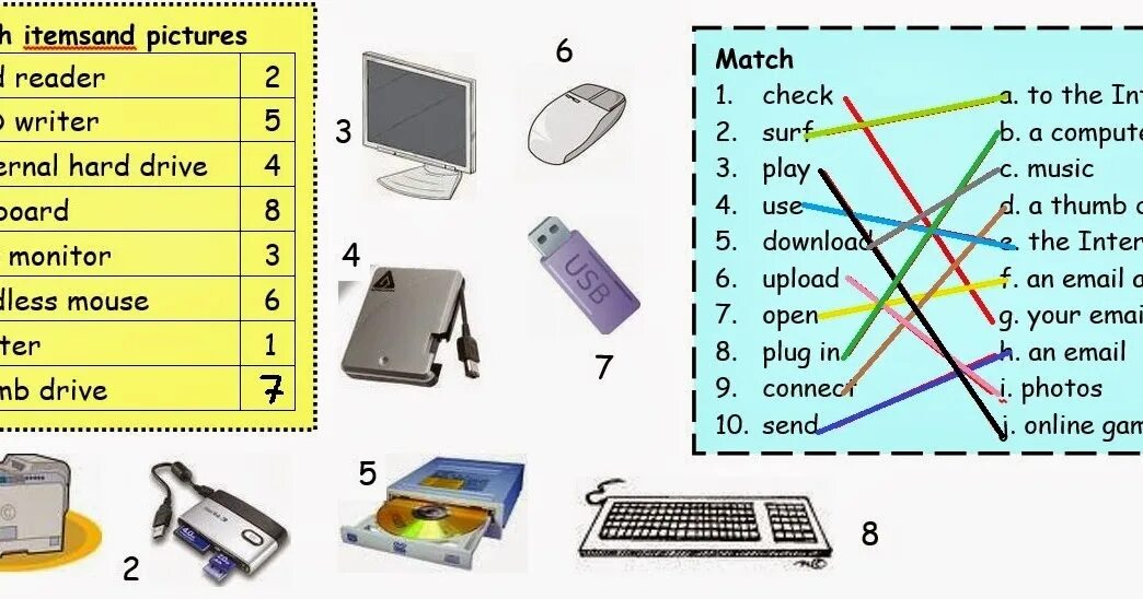 1 do you use the internet. Match items and pictures card reader dvd writer external hard drive. чтение карты памяти surface. hard drive на английском. match the internet.