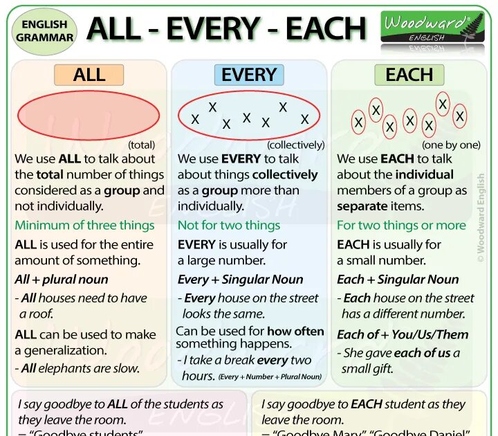 Each of them has. Each every all разница. различие между each and every. разница между each и every в английском языке. every each правило.