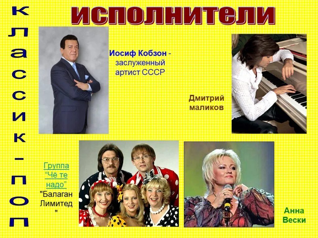 Список поп исполнителей