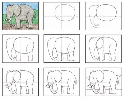 Слон карандашом поэтапно