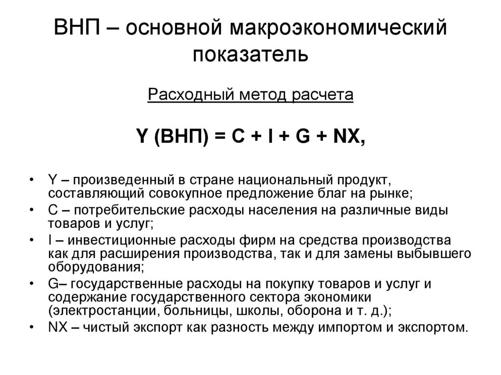 Расчет национального ввп. Валовый национальный продукт ВНП формула. ВНП формула макроэкономика. Валовой национальный продукт формула расчета. Метод расчета ВНП.