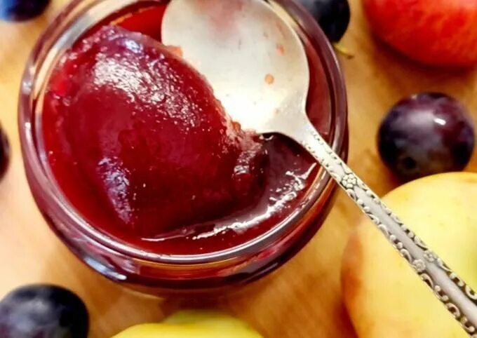 Homemade apple and plum jam