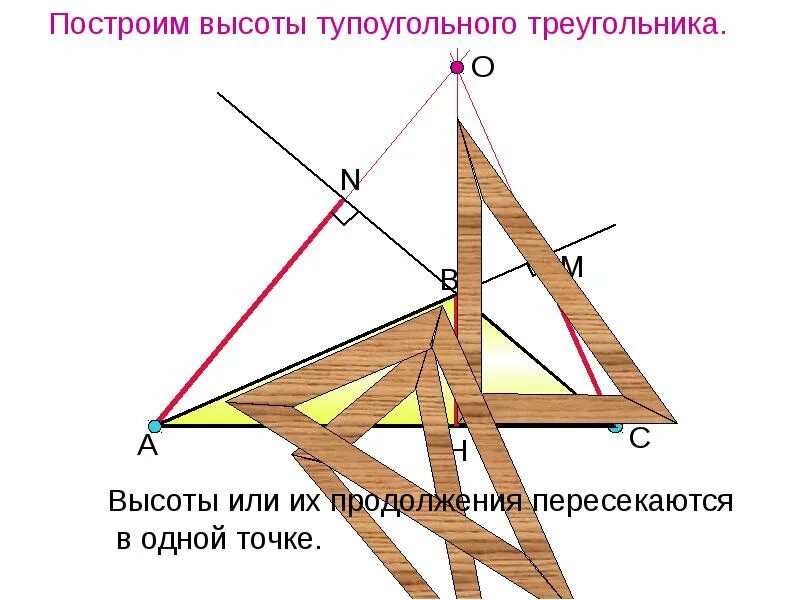 Биссектриса тупоугольного треугольника. Тупоугольный треугольник Медиана биссектриса и высота. Высоты в тупоугольном треугольнике. Проведение высоты в тупоугольном треугольнике.