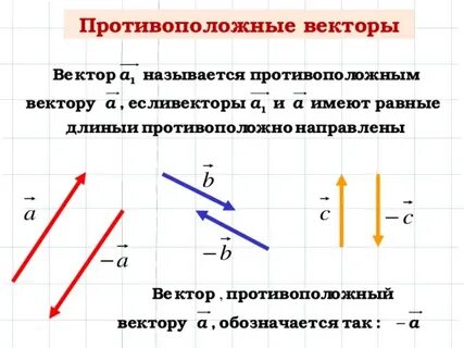 Какой вектор называется противоположным данным