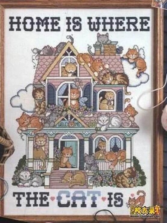 Is there a cat in the house. Вышивка крестом кошкин дом. home is where the cat is. вышивка крестом home. набор для вышивания home where the cat is.