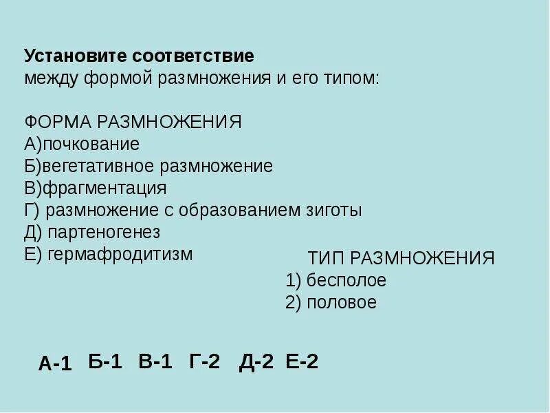 Тест по теме Размножение организмов ЕГЭ биология