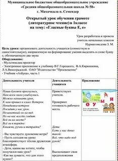 Требования к уроку обучения грамоте