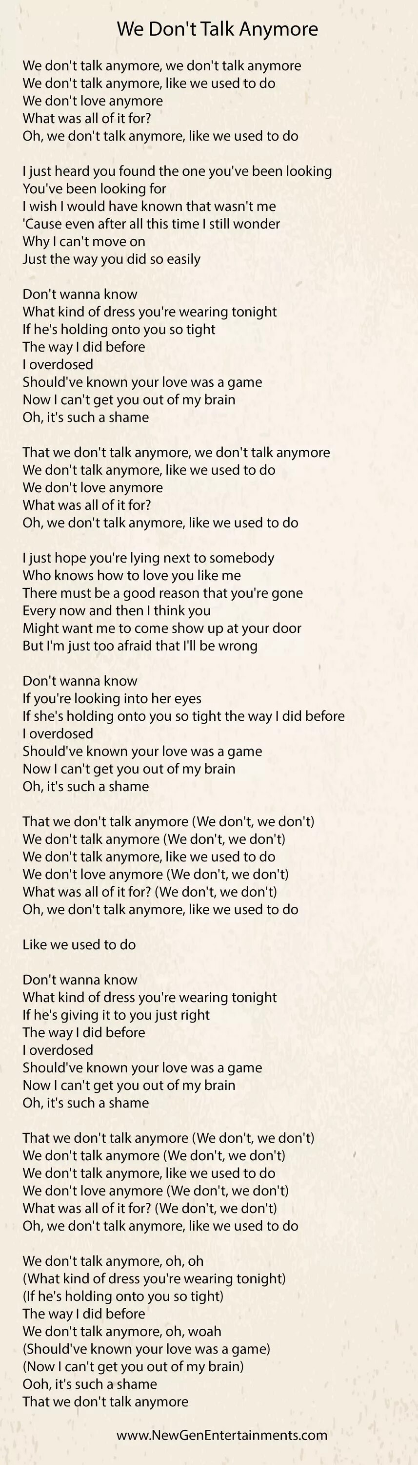 Talk перевод на русский песня. We don't talk anymore текст. Песня we don't talk anymore текст. Чарли пут текст песни we don't. We don’t talk anymore Чарли пут текст.