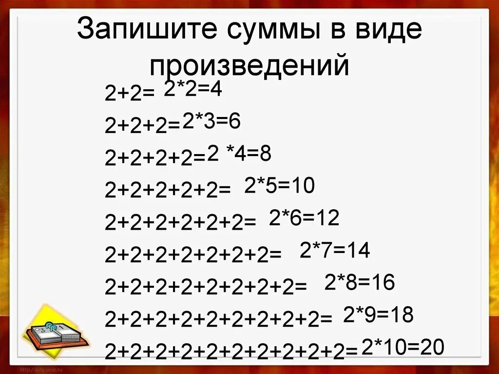 Произведение 8 12. Сумма в виде произведения. Записать сумму в виде произведения. Представить в виде суммы произведение. Запишите сумму в виде произведения.