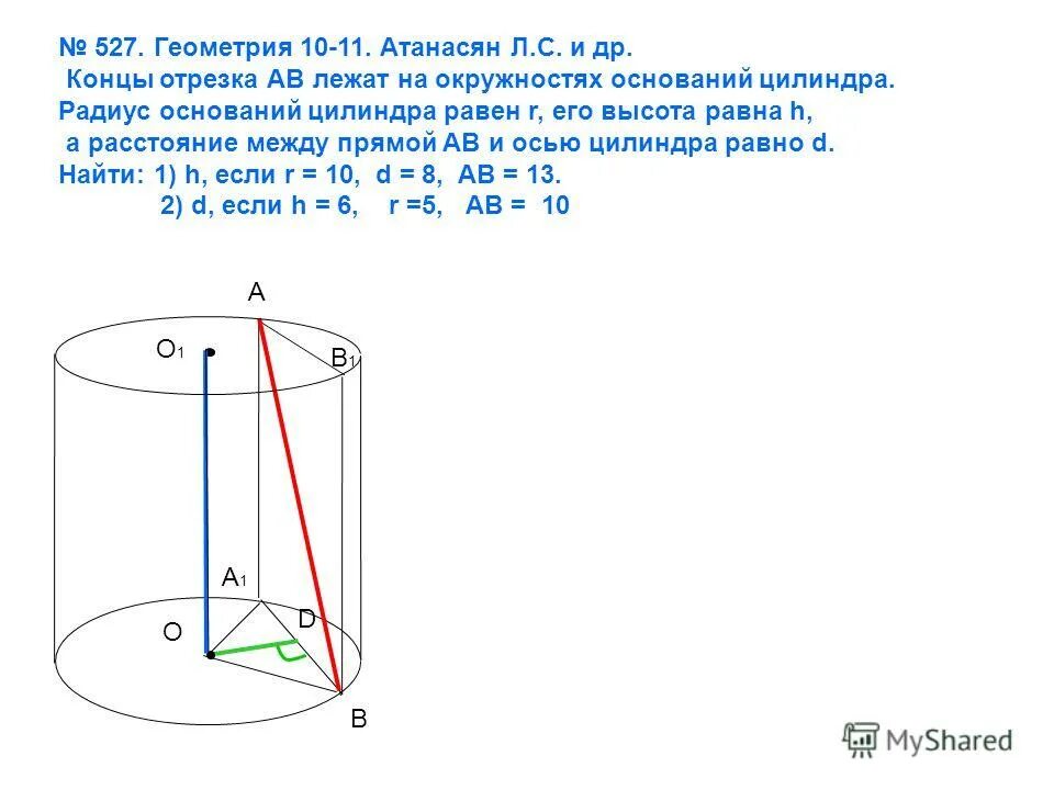 Радиус цилиндра r высота h. Как найти высоту цилиндра. Концы отрезка ab лежат на окружностях оснований цилиндра. Концы отрезка лежат на окружностях оснований цилиндра. Высота цилиндра радиус цилиндра.
