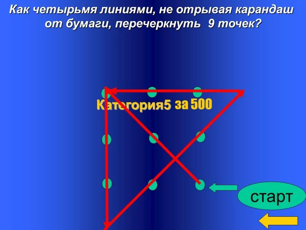 9 точек четырьмя линиями