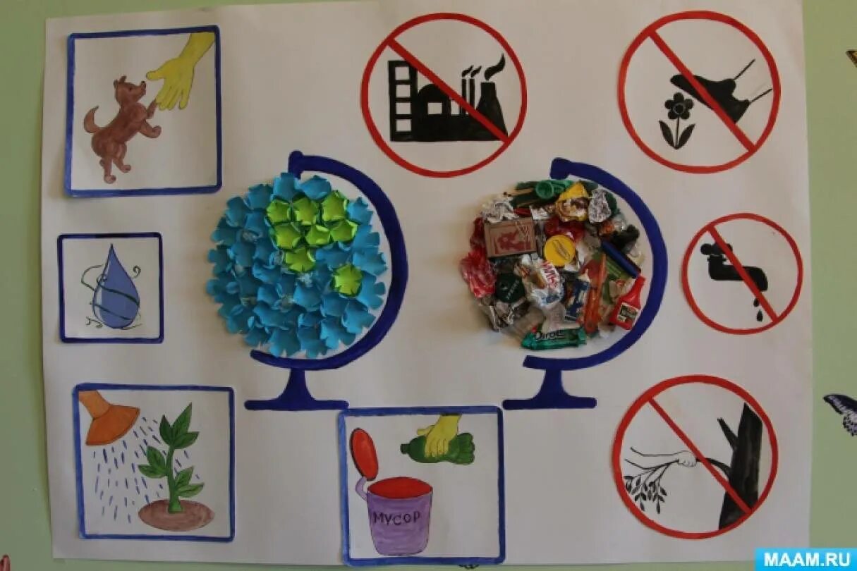 Экология для дошкольников. Аппликация на экологическую тему. Знаки защиты природы для детей. Экология в детском саду.