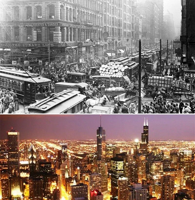 3 города в разные века. Чикаго 19 век. Чикаго 1909. Город в прошлом.