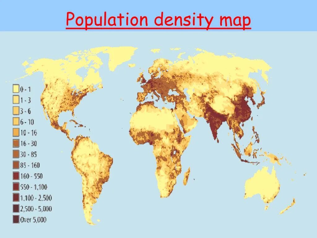 Наибольшую плотность населения имеют территории. Карта плотности населения земли по странам.