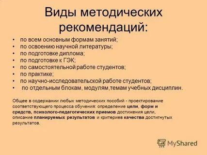 Основные виды методической продукции