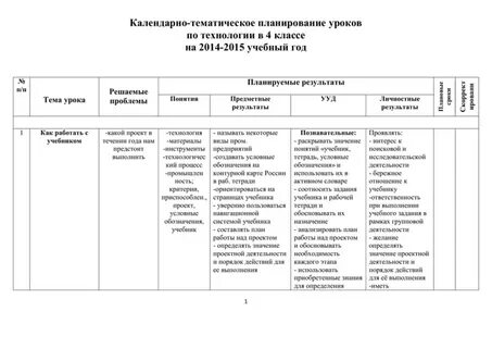 Ктп с ууд 1 класс