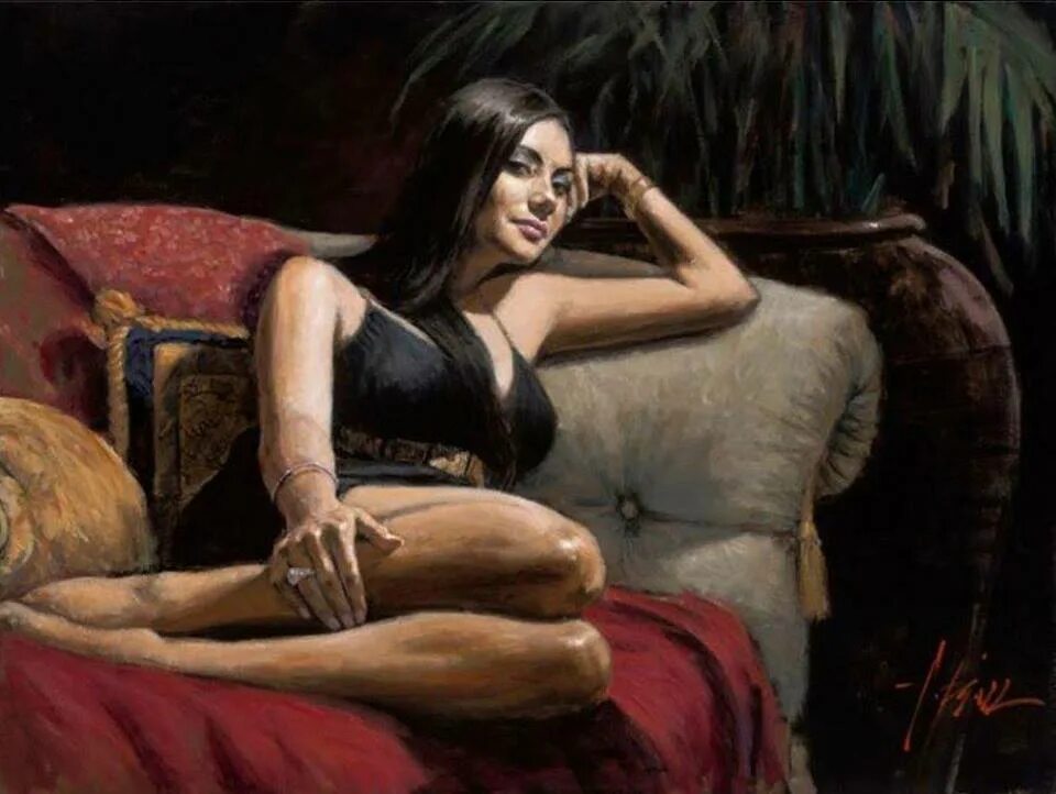 Брюнетка маслом. Фабиан Перез (Fabian Perez) Роковая женщина. Фабиан Перез художник. Фабиан Перез художник картины. Фабиан Перез портреты.