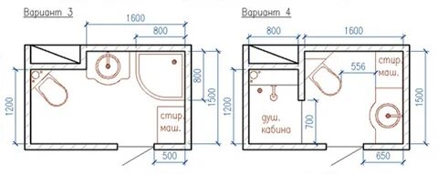 Размеры санузлов с душевой кабиной