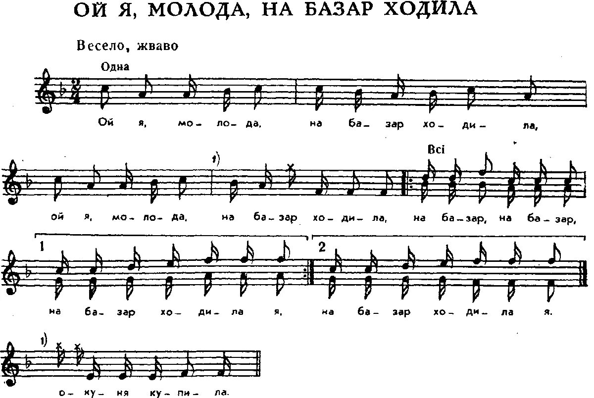 Ой я молода на базар ходила Ноты. Вдоль по улице молодчик идет Ноты. Я на печке молотила Ноты. Ой Заря ты зорюшка Ноты.